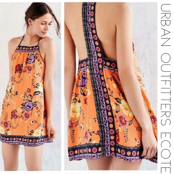 Ecote Dresses & Skirts - UO Ecote Gigi Mixed Print T-Back Frock Dress M